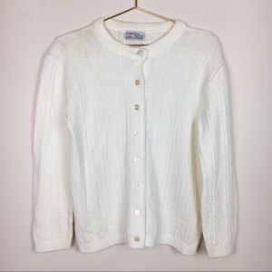 VTG CREAM KNIT BUTTON UP CARDIGAN